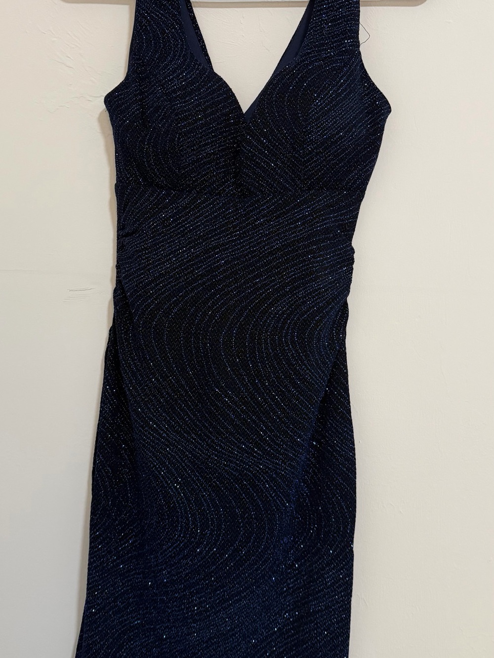 Emerald Sundae Navy Sparkle V-Neck Midi Dress